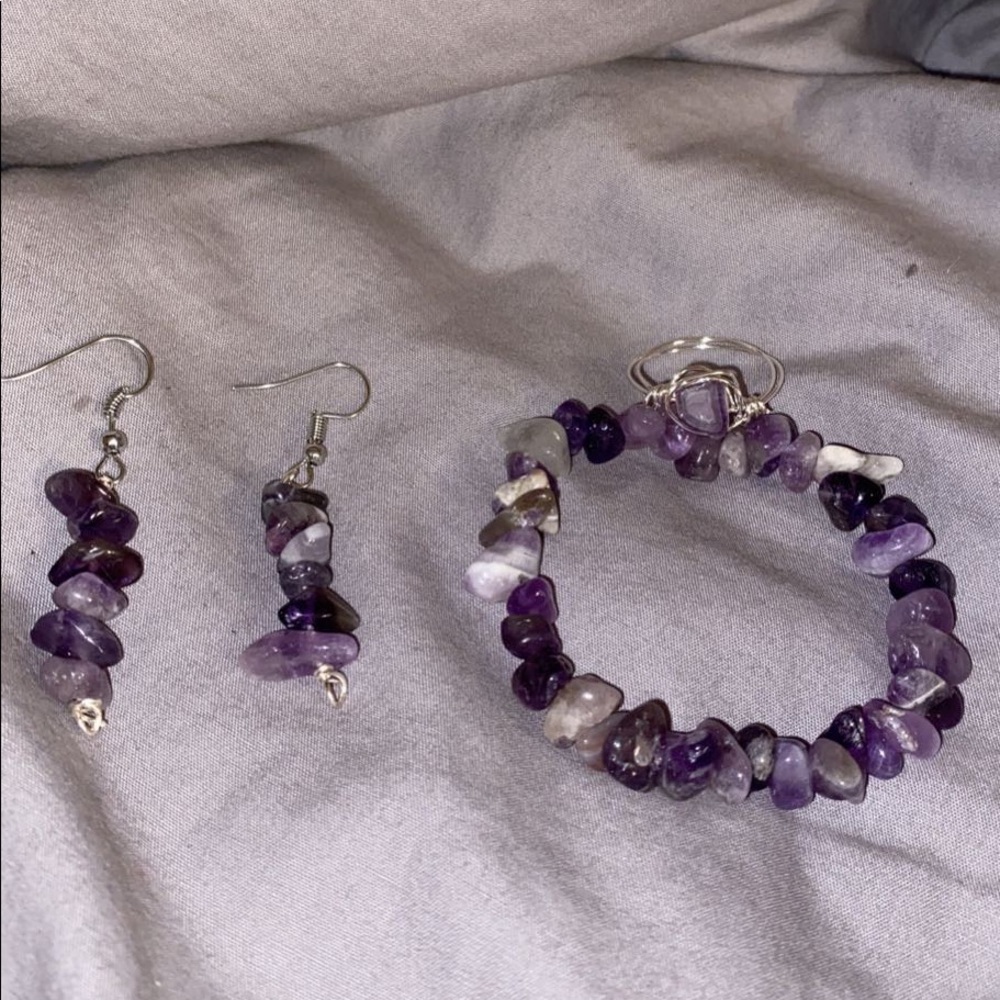 handmade amethyst jewelry set